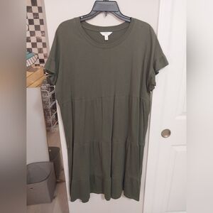 Time and Tru Olive Green Tunic with Ruffle Sleeves